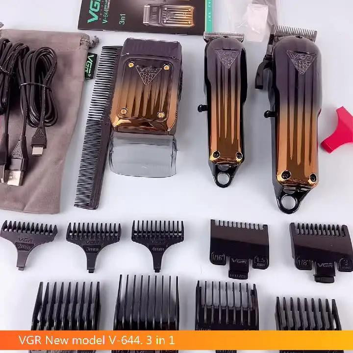 ماشین اصلاح موی سر و صورت شارژی وی جی ار مدل V-644 مجموعه سه عددی
